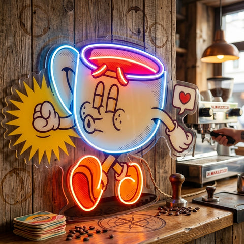 Coffee Cup Cute Trendy Retro LED Neon Sign Light Pop Art