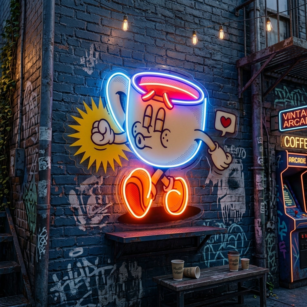 Coffee Cup Cute Trendy Retro LED Neon Sign Light Pop Art