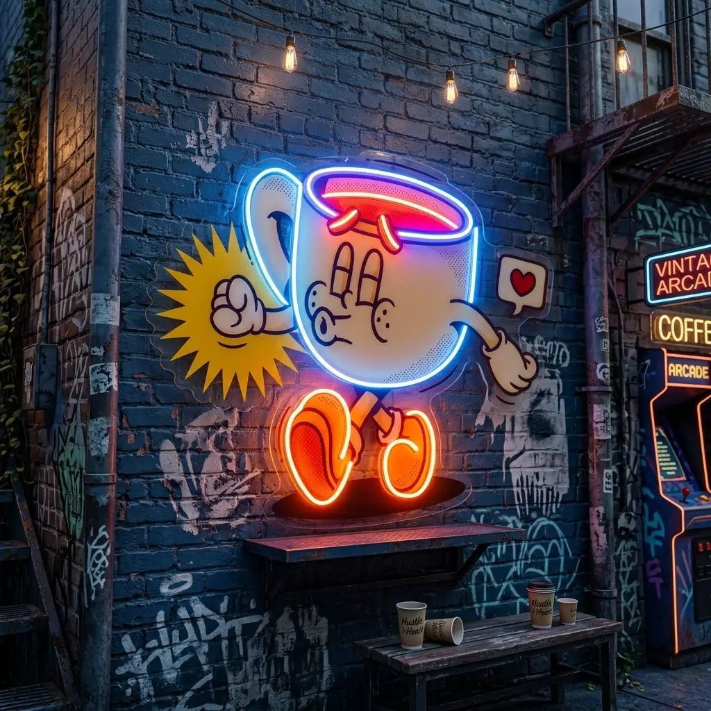 Coffee Cup Cute Trendy Retro LED Neon Sign Light Pop Art