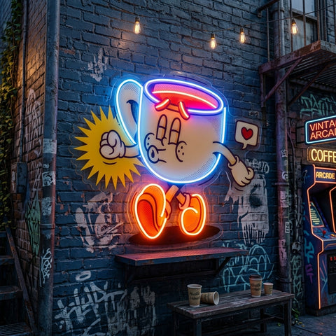 Coffee Cup Cute Trendy Retro LED Neon Sign Light Pop Art