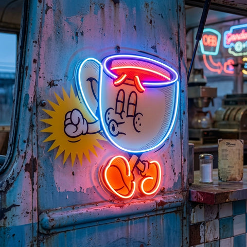 Coffee Cup Cute Trendy Retro LED Neon Sign Light Pop Art