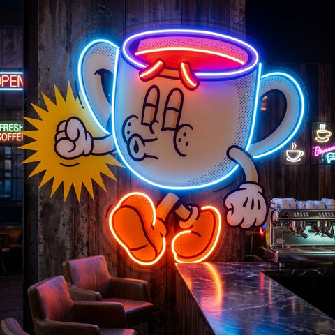 Coffee Cup Cute Trendy Retro LED Neon Sign Light Pop Art