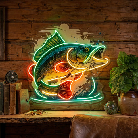 Cartoon Big Sea Bass LED Neon Sign Light Pop Art