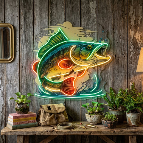 Cartoon Big Sea Bass LED Neon Sign Light Pop Art