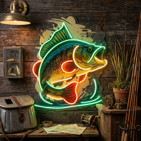 Cartoon Big Sea Bass LED Neon Sign Light Pop Art