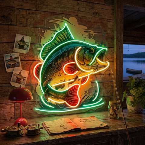 Cartoon Big Sea Bass LED Neon Sign Light Pop Art