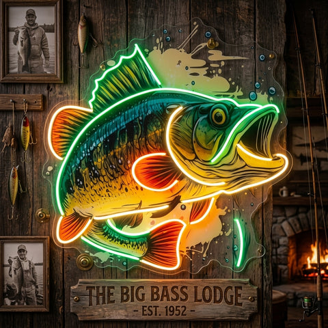 Cartoon Big Sea Bass LED Neon Sign Light Pop Art