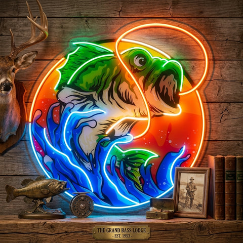 Largemouth Bass Fishing LED Neon Sign Light Pop Art