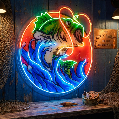 Largemouth Bass Fishing LED Neon Sign Light Pop Art