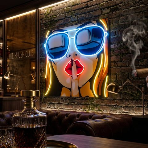 Cartoon Girl in Sunglasses LED Neon Sign Light Pop Art