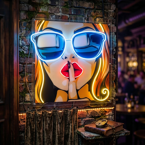 Cartoon Girl in Sunglasses LED Neon Sign Light Pop Art
