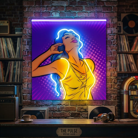 Women Listen Music LED Neon Sign Light Pop Art