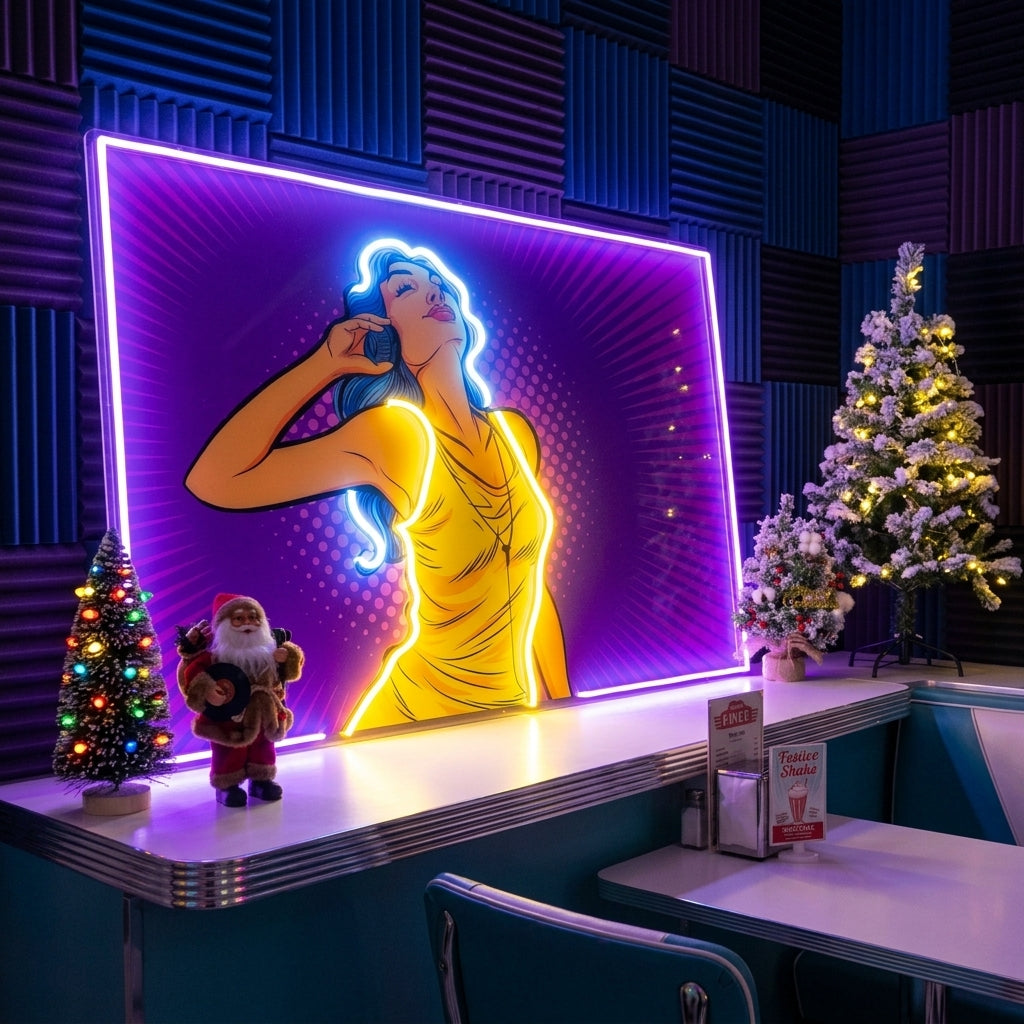 Women Listen Music LED Neon Sign Light Pop Art
