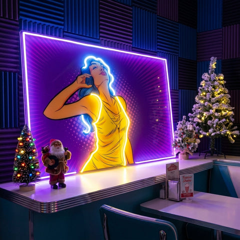 Women Listen Music LED Neon Sign Light Pop Art