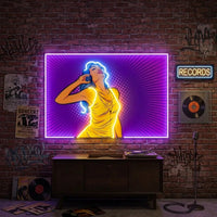 Women Listen Music LED Neon Sign Light Pop Art