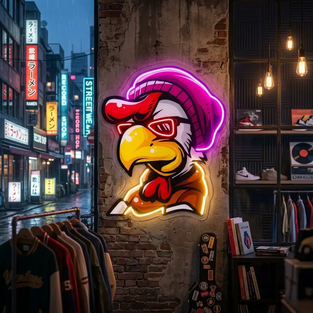 Rooster Hoodie LED Neon Sign Light Pop Art