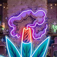 Weed Leaf With Smoke LED Neon Sign Light Pop Art