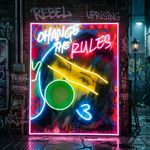 Rebelious Change The Rule Collapse Art LED Neon Sign Light Pop Art