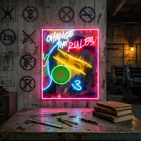 Rebelious Change The Rule Collapse Art LED Neon Sign Light Pop Art