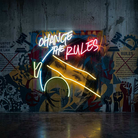 Rebelious Change The Rule Collapse Art LED Neon Sign Light Pop Art