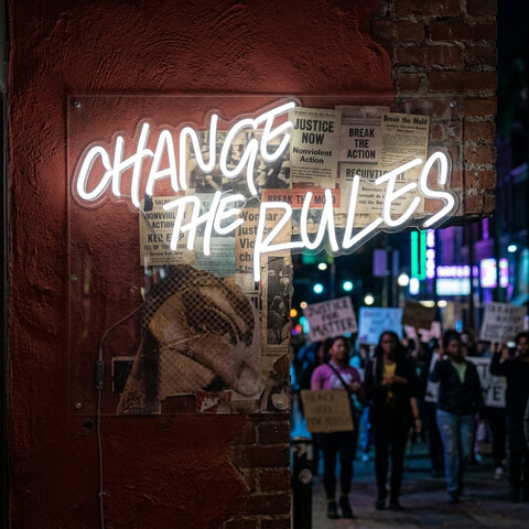 Rebelious Change The Rule Collapse Art LED Neon Sign Light Pop Art