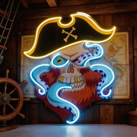 Pirate Captain Skull LED Neon Sign Light Pop Art