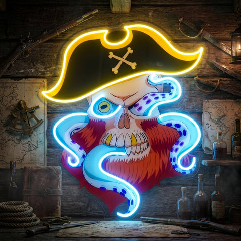 Pirate Captain Skull LED Neon Sign Light Pop Art