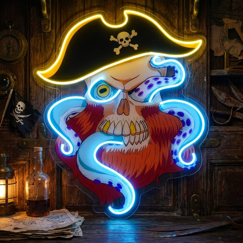Pirate Captain Skull LED Neon Sign Light Pop Art