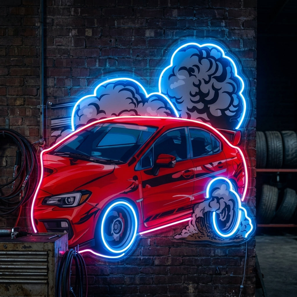 Car Fire LED Neon Sign Light Pop Art