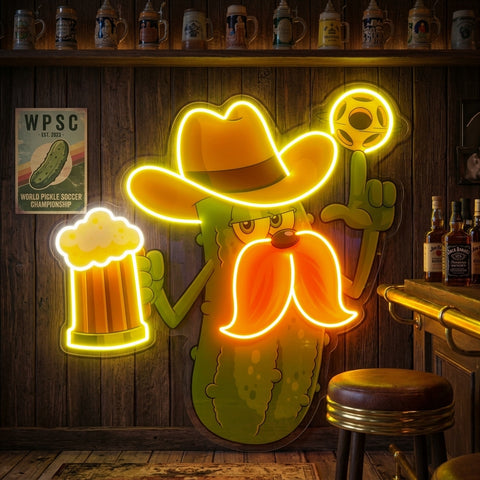 Cowboy Pickle Cartoon LED Neon Sign Light Pop Art