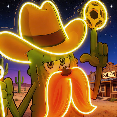 Cowboy Pickle Cartoon LED Neon Sign Light Pop Art