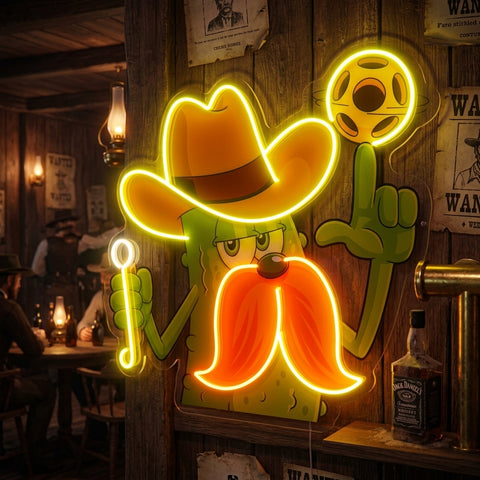 Cowboy Pickle Cartoon LED Neon Sign Light Pop Art