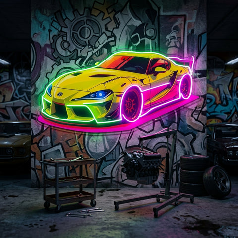 Green Sport Car LED Neon Sign Light Pop Art