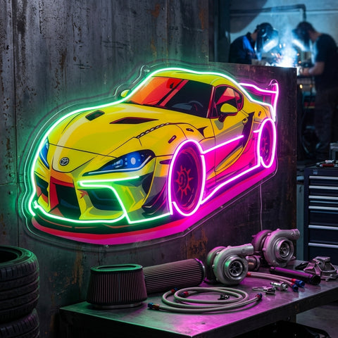 Green Sport Car LED Neon Sign Light Pop Art