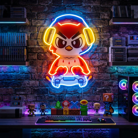 Cute Owl Gaming Cartoon LED Neon Sign Light Pop Art