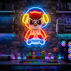 Cute Owl Gaming Cartoon LED Neon Sign Light Pop Art