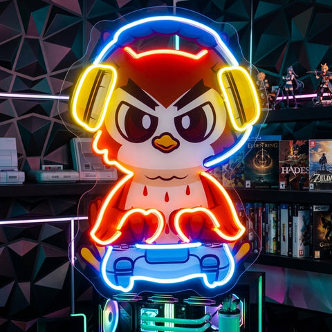 Cute Owl Gaming Cartoon LED Neon Sign Light Pop Art
