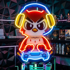 Cute Owl Gaming Cartoon LED Neon Sign Light Pop Art