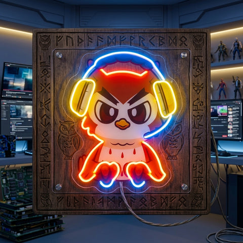 Cute Owl Gaming Cartoon LED Neon Sign Light Pop Art