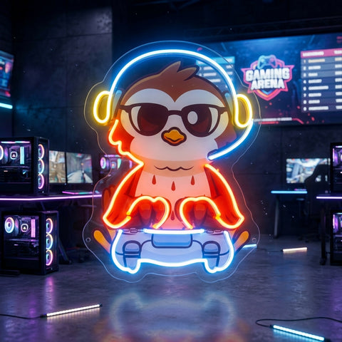 Cute Owl Gaming Cartoon LED Neon Sign Light Pop Art