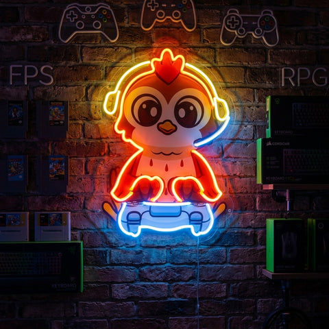 Cute Owl Gaming Cartoon LED Neon Sign Light Pop Art