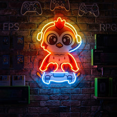 Cute Owl Gaming Cartoon LED Neon Sign Light Pop Art