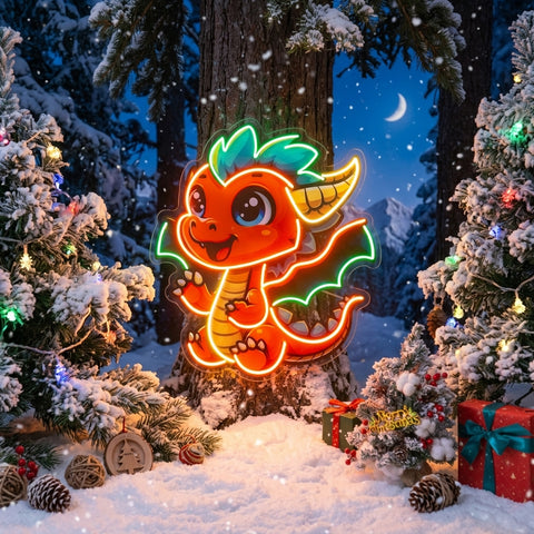 The Happy Dragon LED Neon Sign Light Pop Art