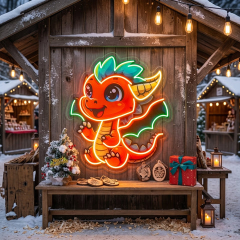 The Happy Dragon LED Neon Sign Light Pop Art
