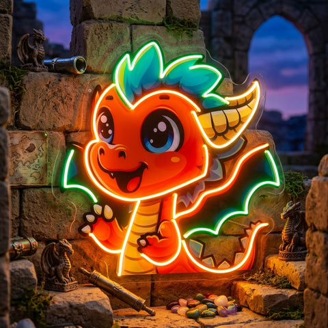 The Happy Dragon LED Neon Sign Light Pop Art