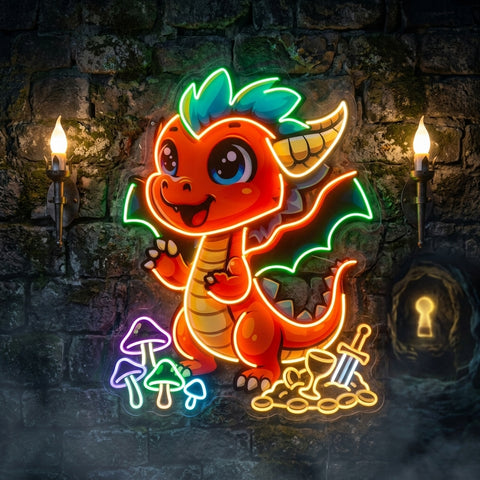 The Happy Dragon LED Neon Sign Light Pop Art