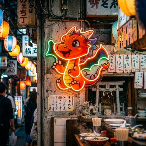 The Happy Dragon LED Neon Sign Light Pop Art