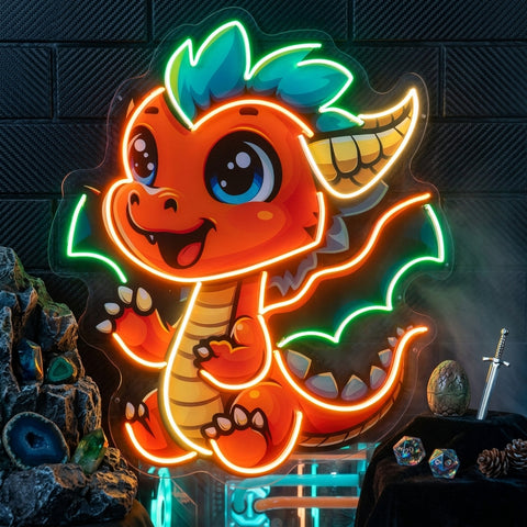 The Happy Dragon LED Neon Sign Light Pop Art