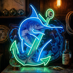 Marlin Fish with Anchor LED Neon Sign Light Pop Art