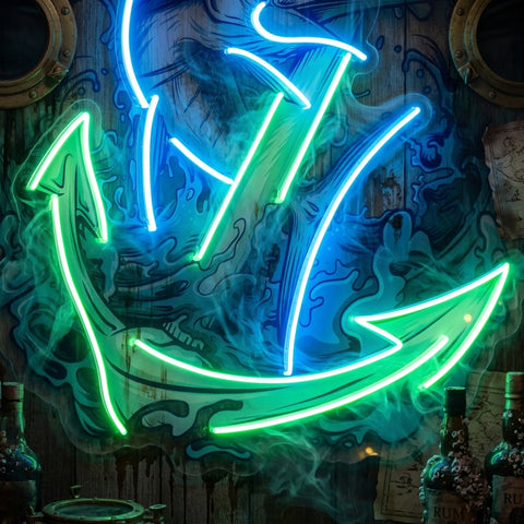 Marlin Fish with Anchor LED Neon Sign Light Pop Art